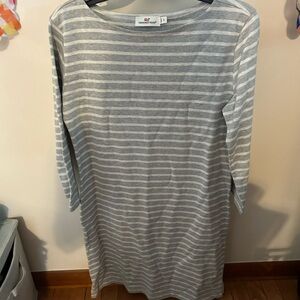 Vineyard Vines Gray Striped Long Sleeve Dress